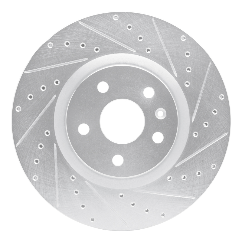 Cadillac CTS Brake Rotor (1) - Front Right - R1 Concepts - Drilled & Slotted - Silver - `08-`17